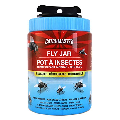 Catchmaster Outdoor Reusable Fly Trap - Non Toxic - Fly Jar Attracts and Kills Flies - 1 Jar