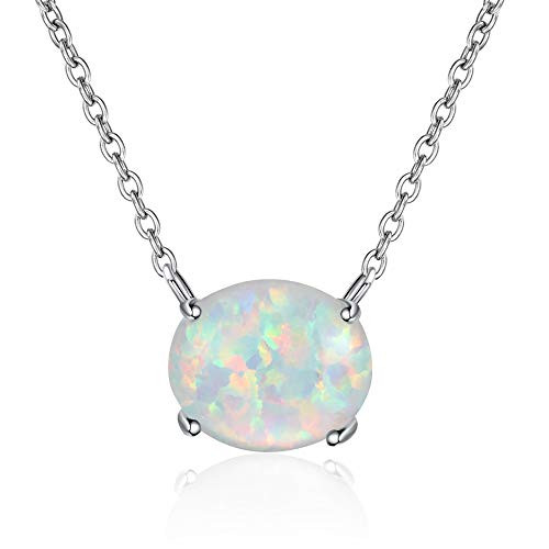 CiNily White Opal Pendant Necklace 18K Wihte Gold Plated Women Jewelry Pendant Necklace