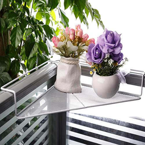Corner Storage Rack Plant Caddy - Balcony Hanging Shelf Basket   Cubicle Corner Shelf - Space Saving Office Sundries Storage Rack Floating Organizer   Flower Pots Caddy - Wire Mesh Corner Plant Shelf