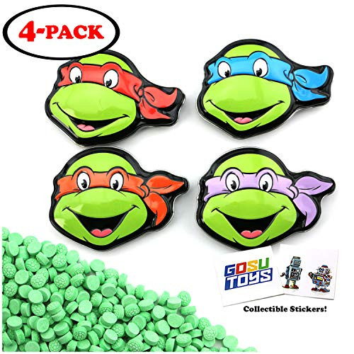 Teenage Mutant Ninja Turtles Tin Candy 4 Pack Watermelon Flavor TMNT Shell Sours Gift Stuffers with 2 GosuToys Stickers