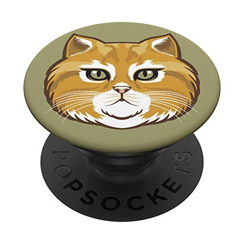 Cute Cat Head PopSockets PopGrip Swappable Grip for Phones   Tablets