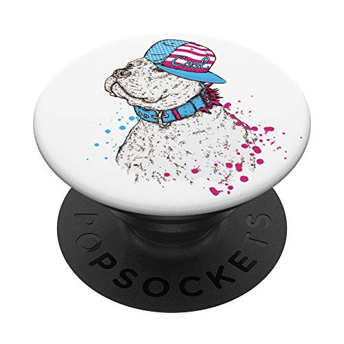 Cute Dog Beautiful Pit Bull In A Cap PopSockets Grip and Stand for Phones and Tablets