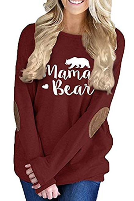 Womens Sweatshirts mama bear Long Sleeve Pullover Tshirt Pockets Casual Loose Blouse Tops 3-Wine Red2XL Womens Sweatshirts mama bear Long Sleeve Pullover Tshirt Pockets Casual Loose Blouse Tops 3-Wine Red2XL