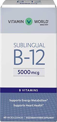 Vitamin World Vitamin World Vitamin B-12 5000 mcg_ Sublingual 60 Microlozenges Supports Energy Metabolism Supports Heart Health