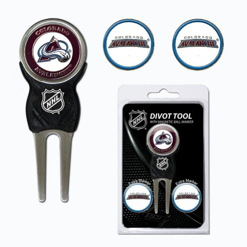 Team Golf NHL Colorado Avalanche Divot Tool with 3 Golf Ball Markers Pack Markers are Removable Magnetic Double-Sided Enamel