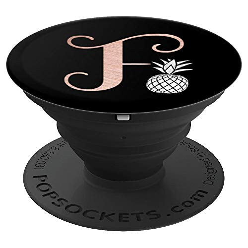Letter F rose pink monogram phone stand pineapple initial F PopSockets Grip and Stand for Phones and Tablets