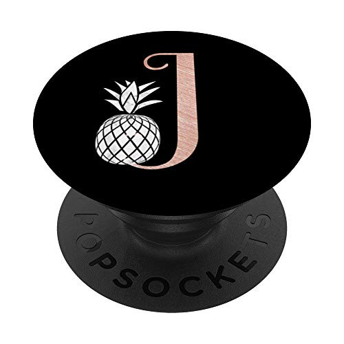 Letter J rose pink monogram phone stand pineapple initial J PopSockets Grip and Stand for Phones and Tablets