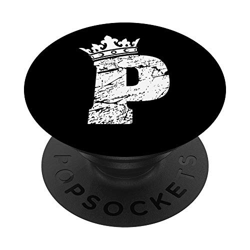 Monogram PopSocket-Initial Letter P And King Queen Crown PopSockets PopGrip Swappable Grip for Phones   Tablets