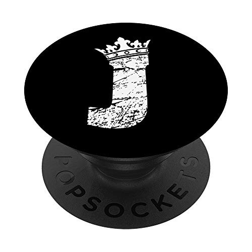 Monogram PopSocket-Initial Letter J And King Queen Crown PopSockets PopGrip Swappable Grip for Phones   Tablets