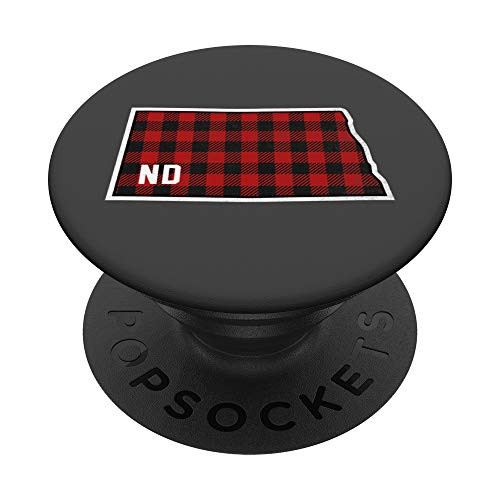 Best North Dakota Buffalo Plaid ND State Outline PopSockets Grip and Stand for Phones and Tablets