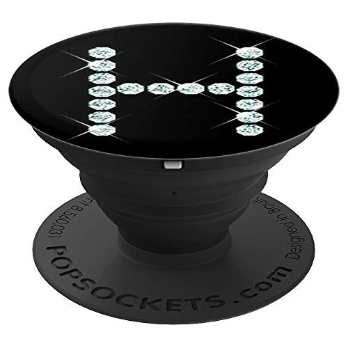 H Monogram Pop Socket - H Letter Pop Socket - Black Diamond PopSockets Grip and Stand for Phones and Tablets