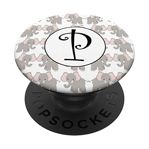 Baby Elephant Pop Socket - Cute Popsocket Monogram Letter P PopSockets Grip and Stand for Phones and Tablets