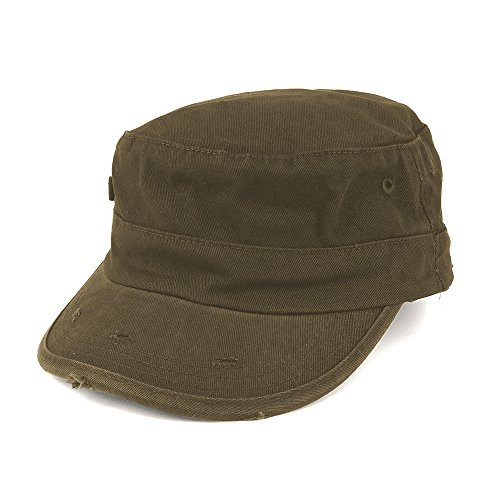 Washed Cotton Army BDU Style Fitted Military Cap - Olive - L-XL