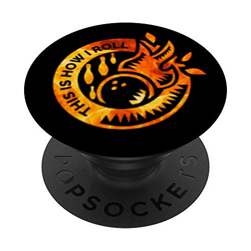 Funny Flame Bowling Retro Pin Ball Pattern Gift PopSockets Grip and Stand for Phones and Tablets