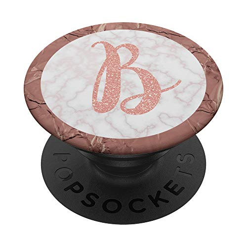 Letter B Initial Pink Rose Blush Monogram Women Girls Gift PopSockets PopGrip Swappable Grip for Phones   Tablets