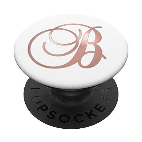 Pink Golden Rose Letter B Grip On White - Initial B PopSockets Grip and Stand for Phones and Tablets