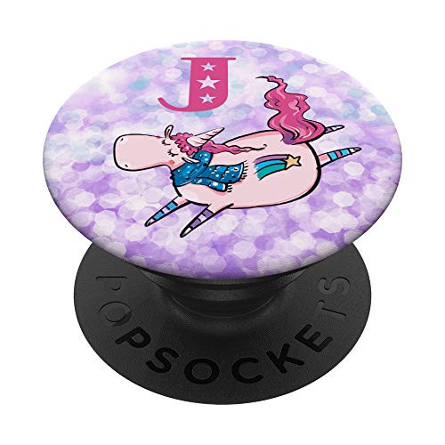 Unicorn Monogram J Personalized With Initial Letter J Gift PopSockets Grip and Stand for Phones and Tablets