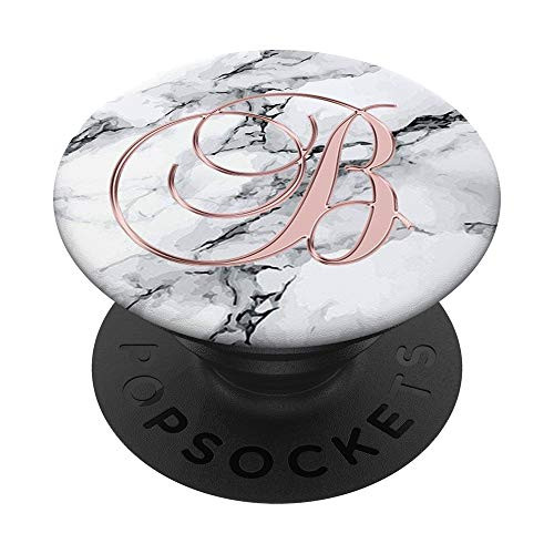 Letter B Golden Rose White And Black Marbled Design PopSockets Grip and Stand for Phones and Tablets Letter B Golden Rose White And Black Marbled Design PopSockets Grip and Stand for Phones and Tablets
