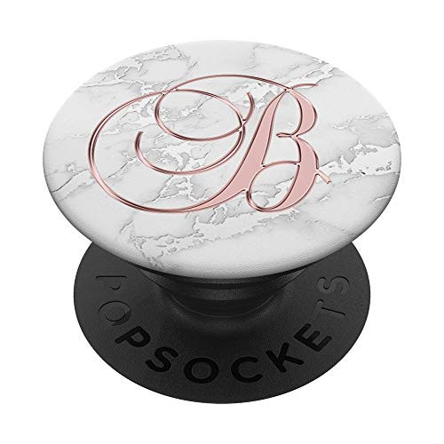 Letter B Golden Rose White And Grey Marbled Design PopSockets Grip and Stand for Phones and Tablets Letter B Golden Rose White And Grey Marbled Design PopSockets Grip and Stand for Phones and Tablets