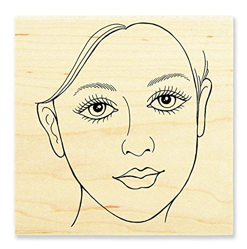 STAMPENDOUS Wood Rubber Stamp, Feminine Face  