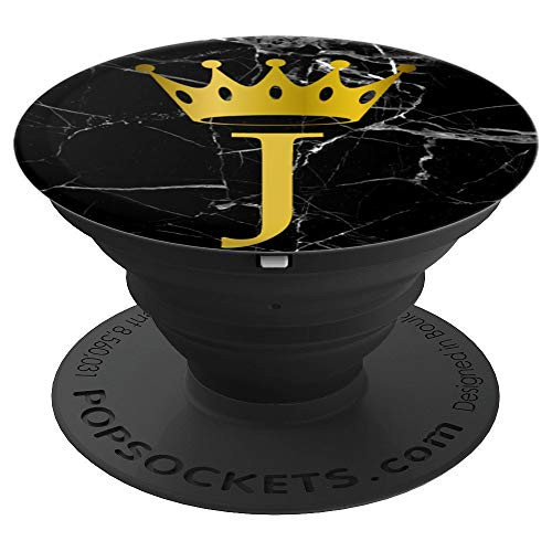 Initial Letter J Monogram Marble Crown PopSockets Grip and Stand for Phones and Tablets
