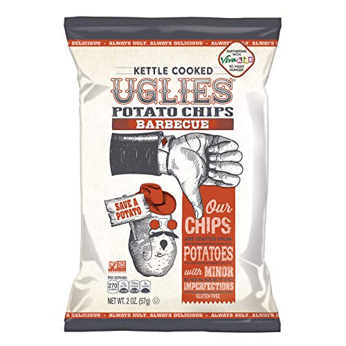 UGLIES 12 Pack Kettle Cooked Barbecue Potato Chips - Gluten Free Kosher Non-GMO Office and Kids Snack - Individual Lunch Snack Packs - 2 oz Bags