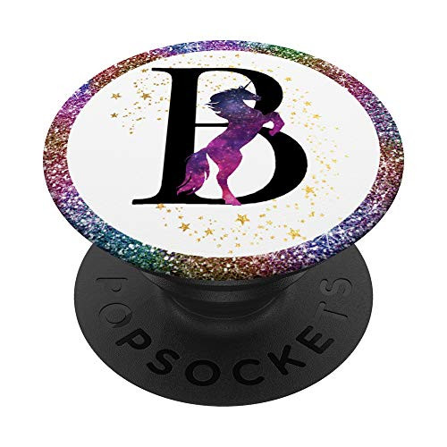 Unicorn Galaxy Letter B Initial Monogram PopSockets PopGrip Swappable Grip for Phones   Tablets