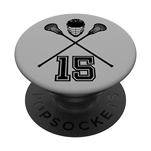 Lacrosse Jersey Number 15 Lax Player No 15 Sports Fan Gift PopSockets PopGrip Swappable Grip for Phones   Tablets