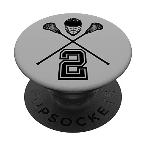 Lacrosse Jersey Number 2  Lax Player No 2 Sports Fan Gift PopSockets Grip and Stand for Phones and Tablets