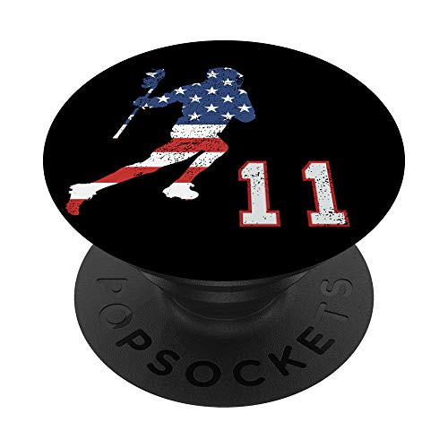 Lacrosse player American USA flag number 11 phone stand PopSockets Grip and Stand for Phones and Tablets Lacrosse player American USA flag number 11 phone stand PopSockets Grip and Stand for Phones and Tablets