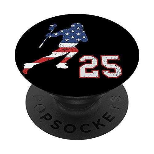 Lacrosse player American USA flag number 25 phone stand PopSockets Grip and Stand for Phones and Tablets Lacrosse player American USA flag number 25 phone stand PopSockets Grip and Stand for Phones and Tablets