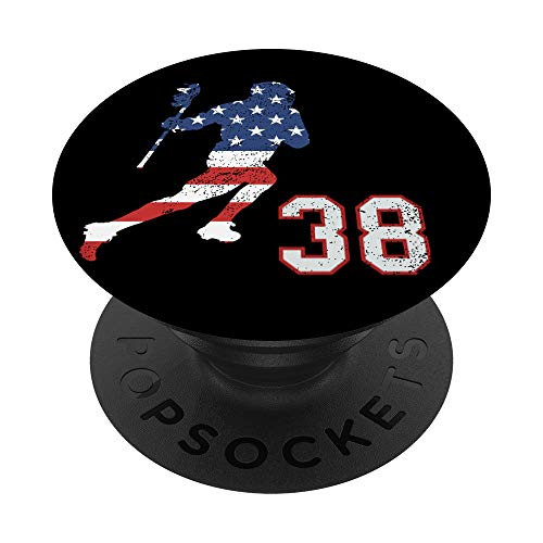 Lacrosse player American USA flag number 38 phone stand PopSockets Grip and Stand for Phones and Tablets Lacrosse player American USA flag number 38 phone stand PopSockets Grip and Stand for Phones and Tablets