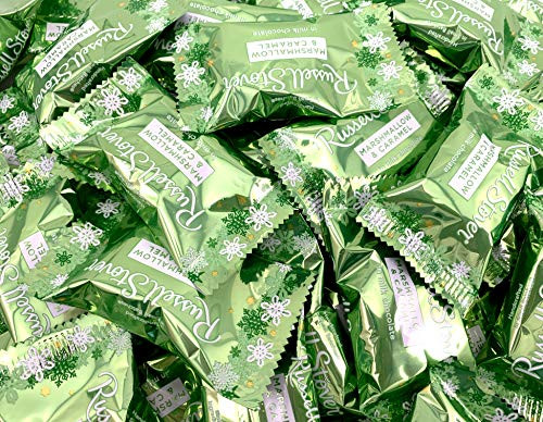 LaeataFood Russell Stover Milk Chocolate Marshmallow   Caramel Candy Light Green Wrap 2 Pound Bag