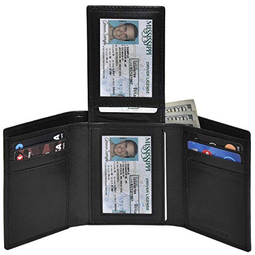 Trifold Leather Mens Wallet Design RFID Blocking Front Pocket Wallet