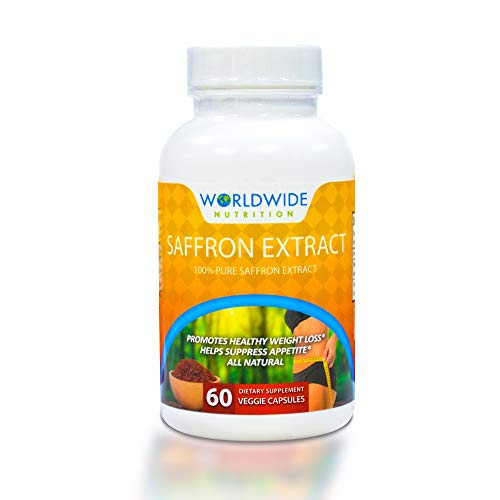 Worldwide Nutrition 100 Pure Saffron Extract Dietary Supplement - Advanced Weight Loss Support Formula - Natural and Healthy Appetite Suppressant Helps Curb Food Cravings - 60 Vegetable Capsules