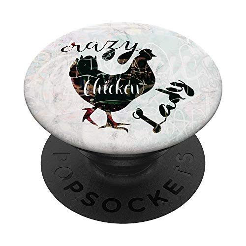 Animal Quote Crazy Chicken Lady Cute Artistic Gift for Girls PopSockets PopGrip Swappable Grip for Phones   Tablets