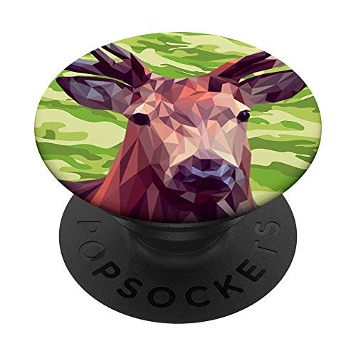 Camo Phone Holder Cool Deer Antler Head on Light Green Camo PopSockets Grip and Stand for Phones and Tablets