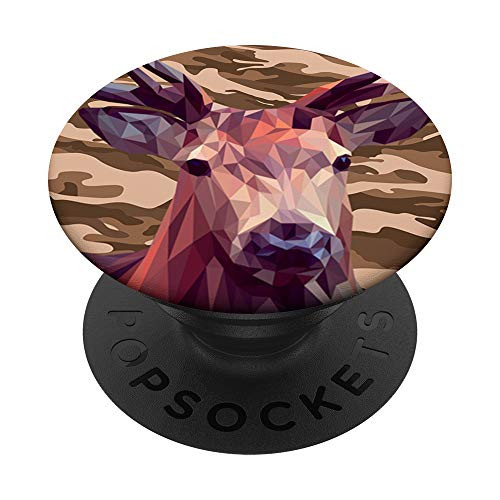Camo Phone Holder Cool Deer Antler Head on Brown Camo Gifts PopSockets Grip and Stand for Phones and Tablets