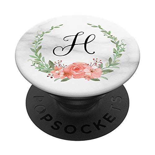 Initial Letter H Floral Monogram Marble PopSockets Grip and Stand for Phones and Tablets Initial Letter H Floral Monogram Marble PopSockets Grip and Stand for Phones and Tablets
