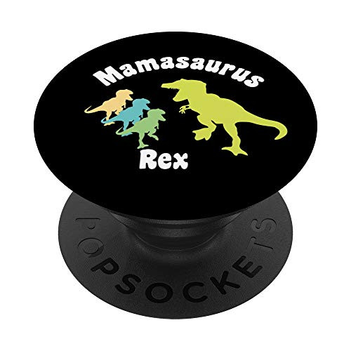 Mamasaurus Rex Three 3 Kids Funny Mothers Day Dinosaur Gift PopSockets Grip and Stand for Phones and Tablets