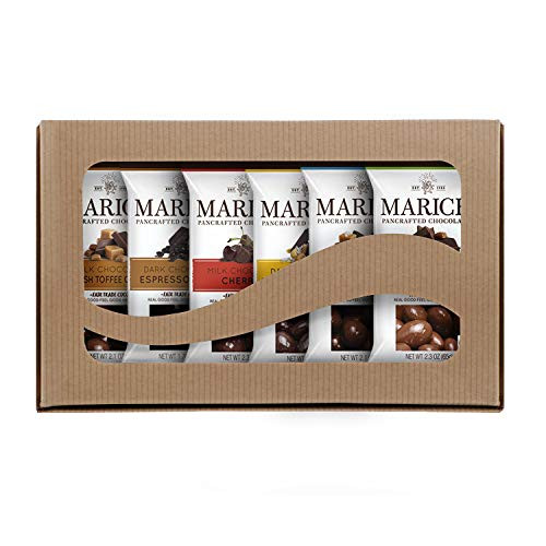 Marich Premium Chocolate Gift Box Variety Pack 2_1 Oz Single Serve Bags Pack of 6 - Delicious Snackable Shareable and Giftable Chocolates with Real Good Feel Good Ingredients