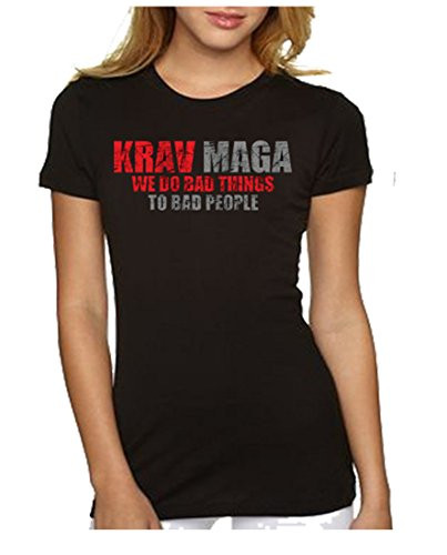 Epic MMA Gear Women Krav MAGA Shirt - We Do Bad Things Shirt L BlackRed Logo