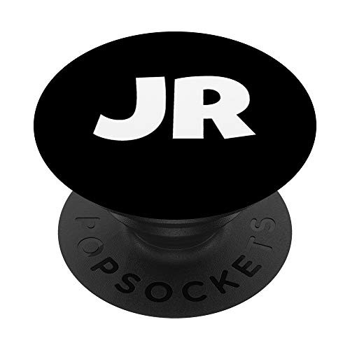 Monogram Initial Letter J R White on Black Background PopSockets PopGrip Swappable Grip for Phones   Tablets