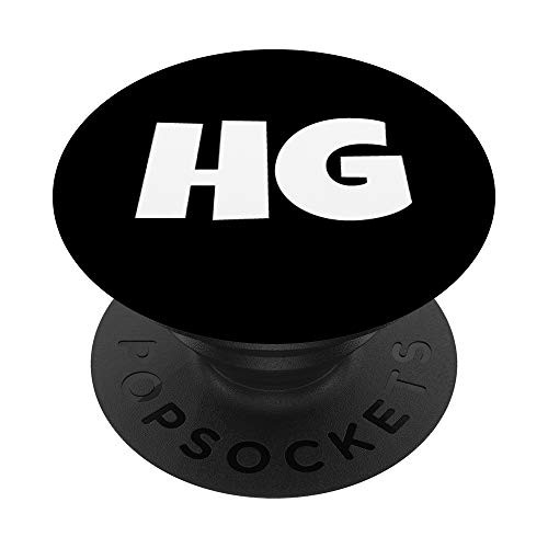 Monogram Initial Letter H G White on Black Background PopSockets Grip and Stand for Phones and Tablets