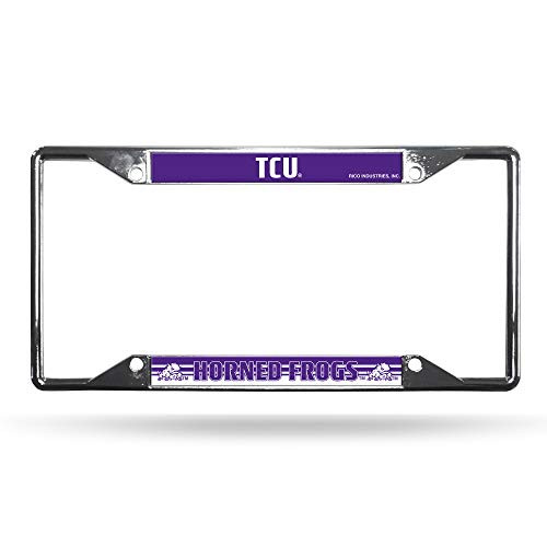 NCAA Rico Industries Standard Chrome License Plate Frame TCU Horned Frogs