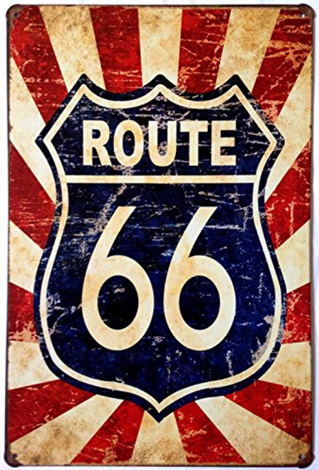 ERLOOD Route Us Road 66 Retro Vintage Tin Sign 12X8 (Red) ERLOOD Route Us Road 66 Retro Vintage Tin Sign 12X8 (Red)