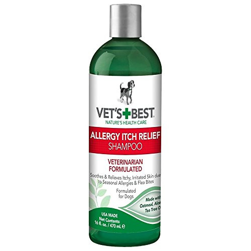 Vets Best Dog Allergy Itch Relief Shampoo | Allergy Anti-Itch Shampoo with Oatmeal | For Itchy & Dry Skin | 16oz
