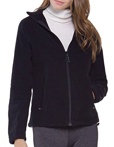 Womens Full-Zip Polar Sport Fall Winter Spring Fleece Jacket Black M