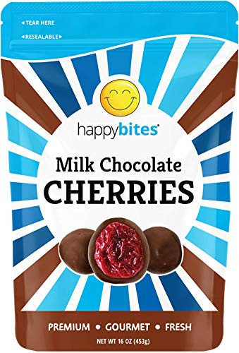 Happy Bites Milk Chocolate Covered Cherries - Resealable Pouch Bag 1 Pound