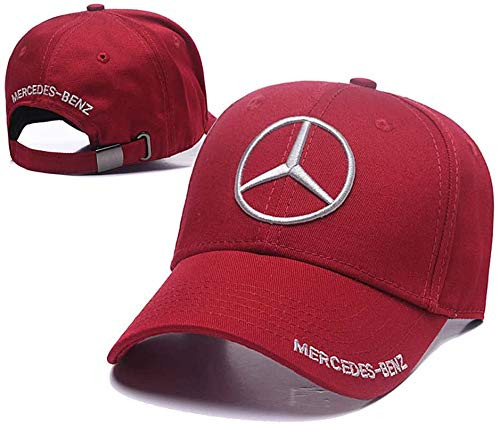 Westion Mercedes-Benz Logo Embroidered Adjustable Baseball Caps for Men and Women Hat Travel Cap Car Racing Motor Hat red